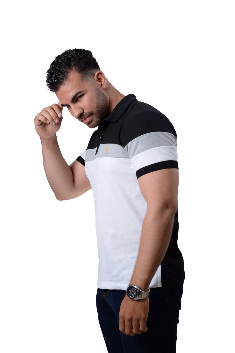 Camiseta Polo Combinada Blanco-Jaspe 007F