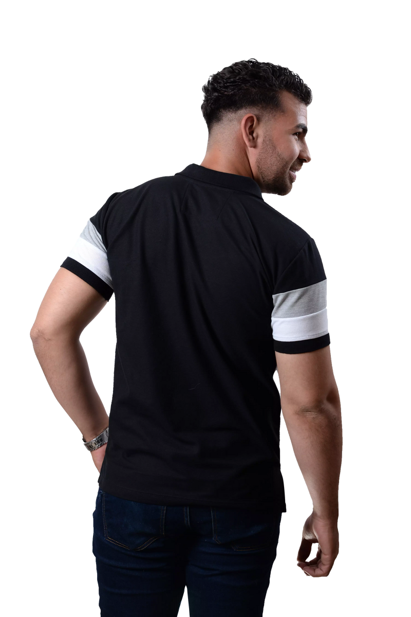 Camiseta Polo Combinada Blanco-Jaspe 007F