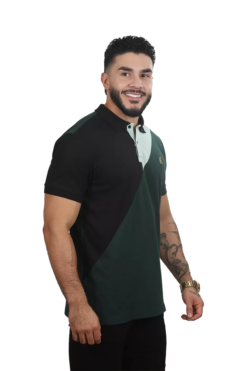 Camiseta Polo Combinada ROJO-NEGRO-BLANCO 060B