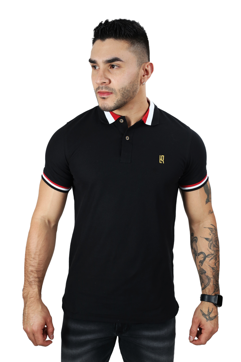 Camiseta tipo polo básica para hombre color Negro