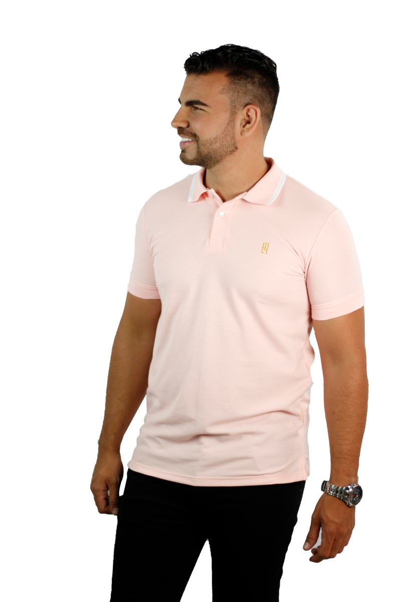 Camiseta tipo polo básica para hombre color Palo Rosa