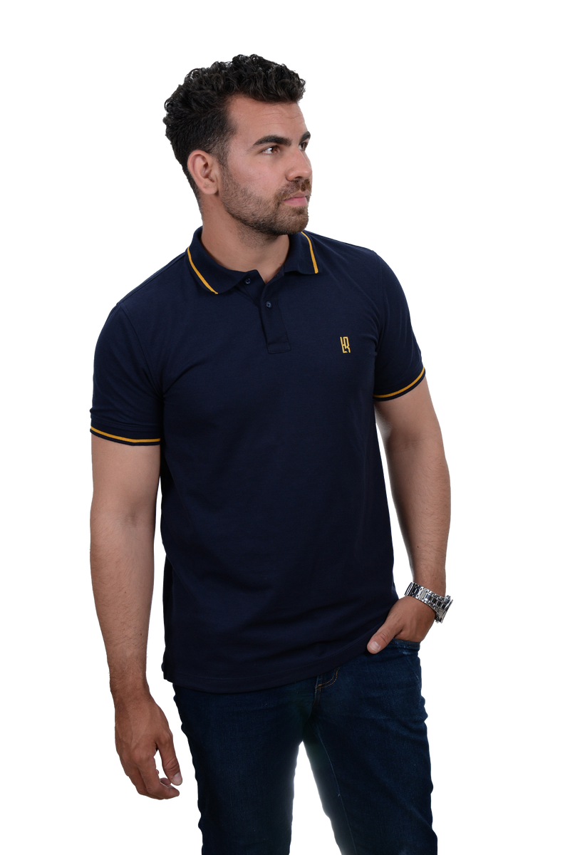 Camiseta tipo polo básica para hombre color azul oscuro