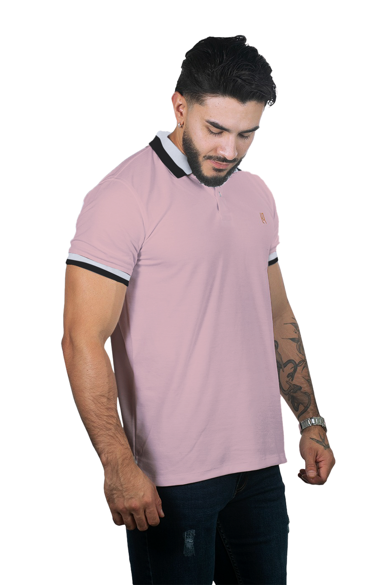 Camiseta tipo polo básica para hombre color guayaba