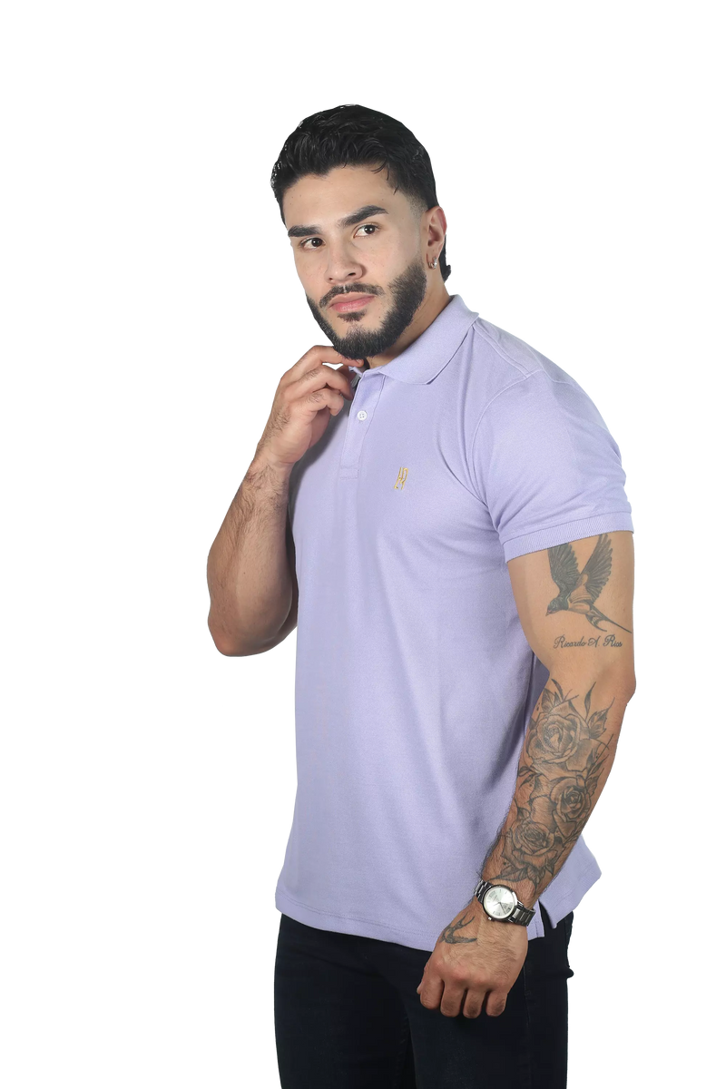 Camiseta tipo polo básica para hombre color lila