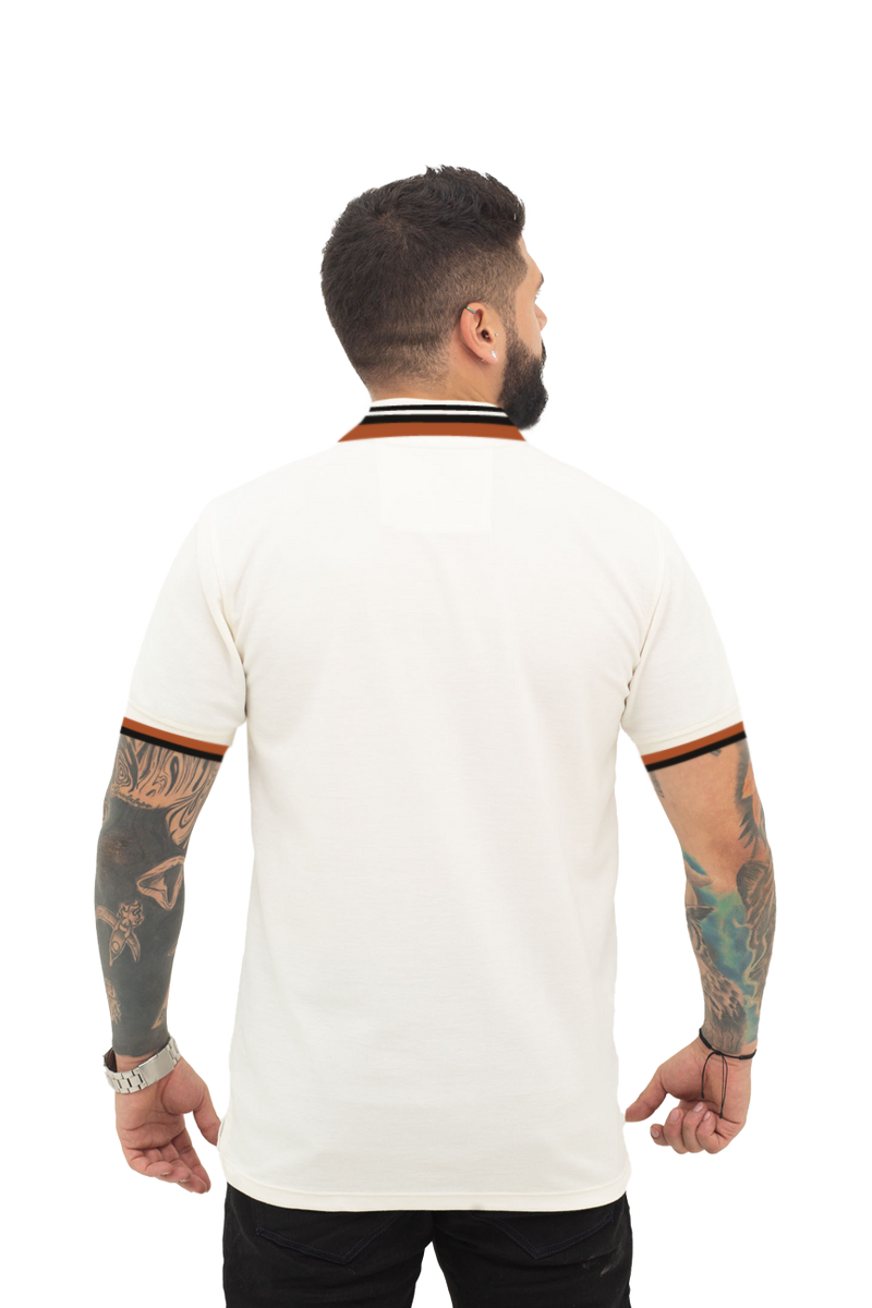Camiseta tipo polo básica para hombre color marfil