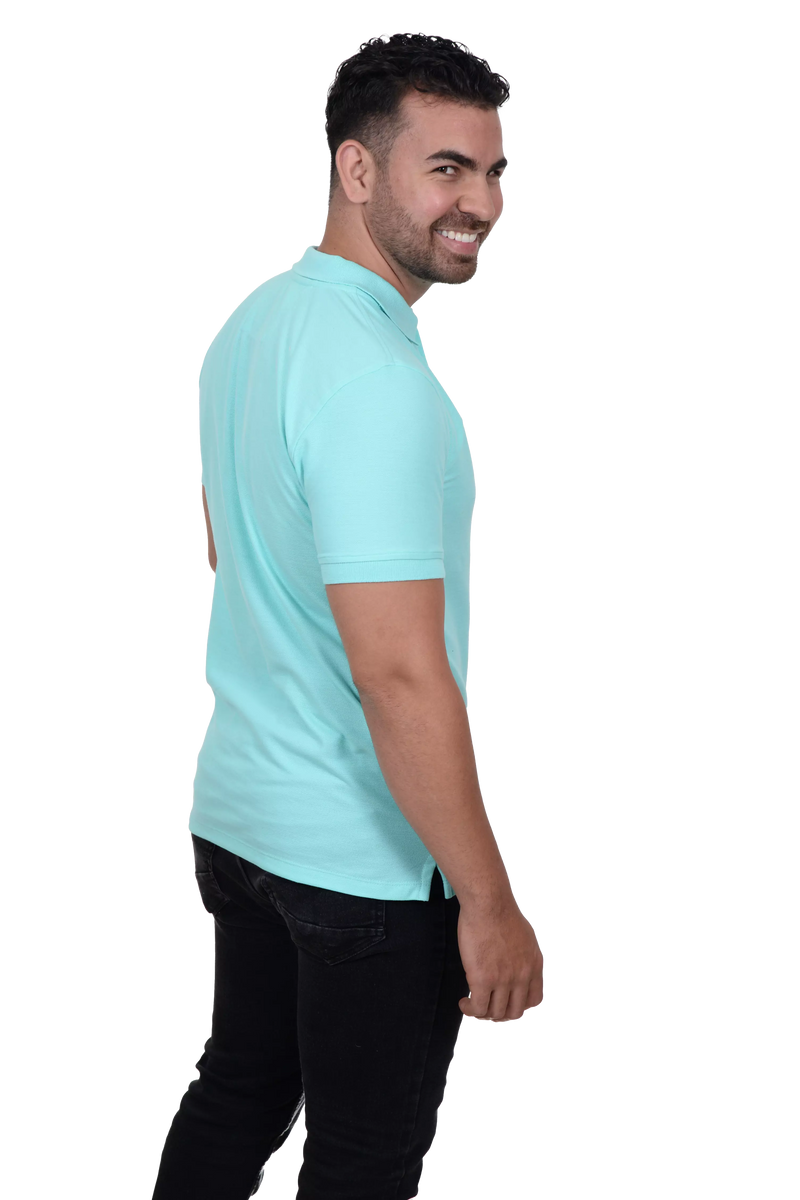 Camiseta tipo polo básica para hombre color menta espalda