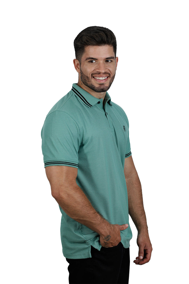 Camiseta tipo polo básica para hombre color verde olivo