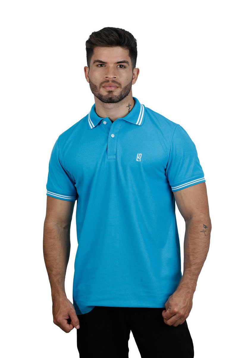 Grupo luthier frente Camiseta tipo polo básica para hombre color turquesa