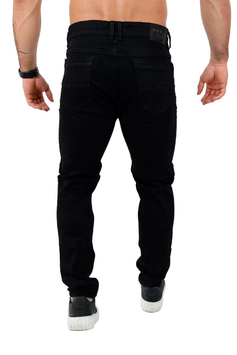 Jeans para hombre bota recta licrado clásico  sin desgaste color negro