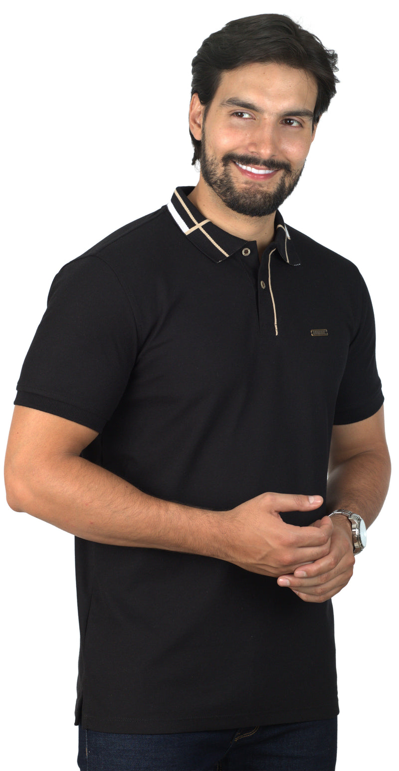 Camiseta Tipo Polo Básica  Para Hombre Color Negro
