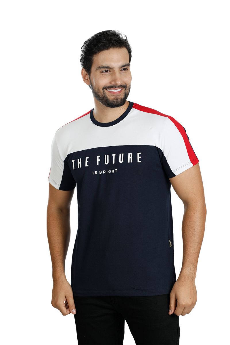 grupo luthier lado 1 Camiseta cuello redondo T-shirt para hombre combinada color azul oscuro blanco rojo