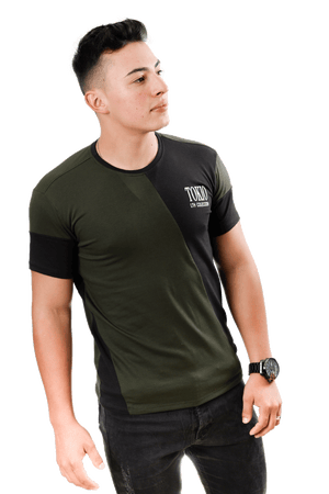 grupo luthier lado 1 Camiseta cuello redondo T-shirt para hombre combinada color botella negro