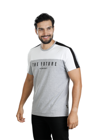 grupo luthier lado 1 Camiseta cuello redondo T-shirt para hombre combinada color jaspe blanco negro