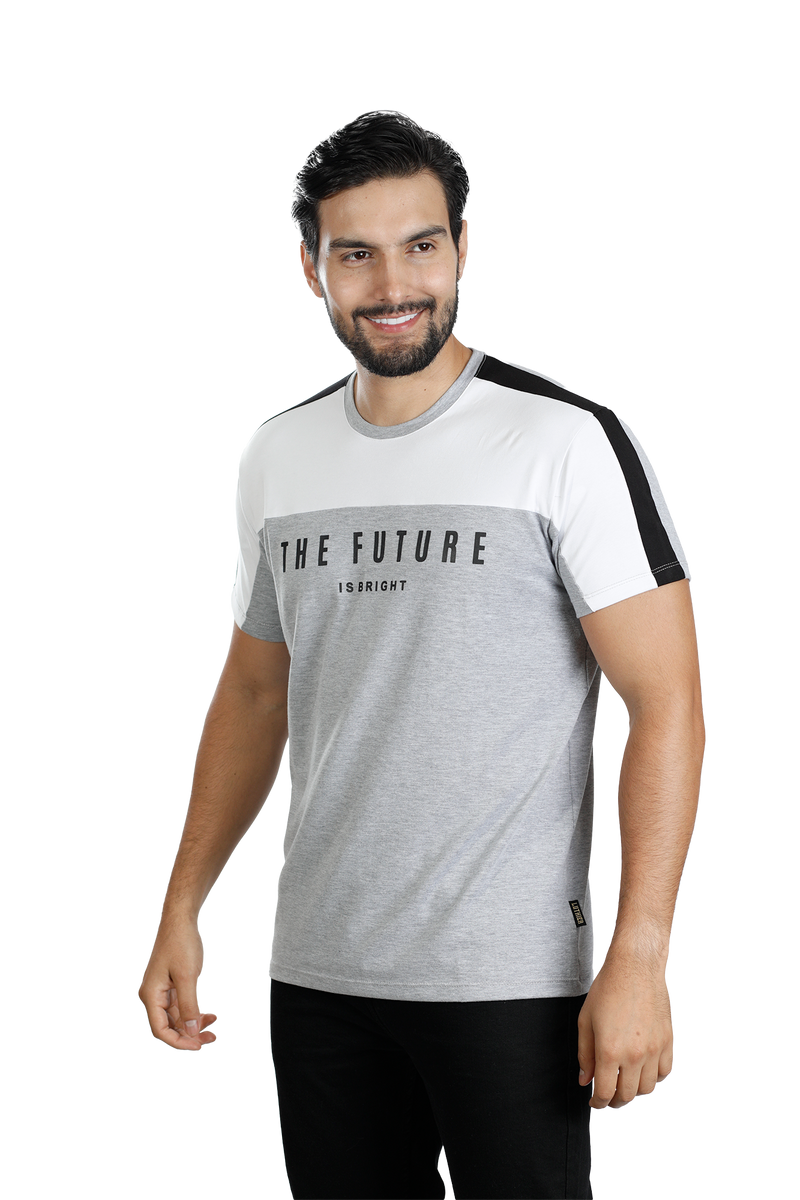 grupo luthier lado 1 Camiseta cuello redondo T-shirt para hombre combinada color jaspe blanco negro