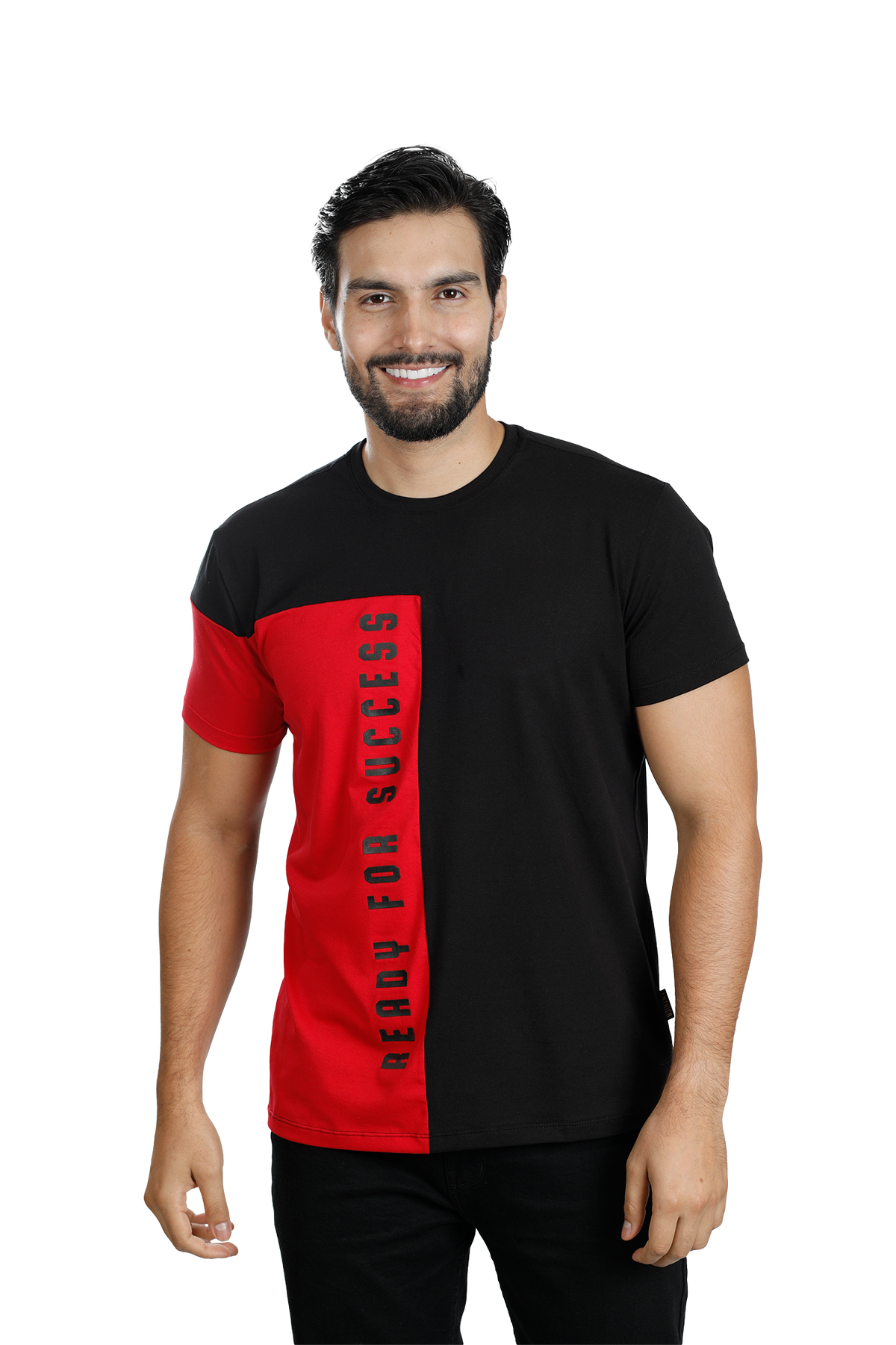 grupo luthier lado 1 Camiseta cuello redondo T-shirt para hombre combinada color negro rojo