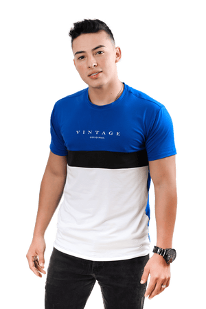 grupo luthier lado 1 Camiseta cuello redondo T-shirt para hombre combinada color rey negro blanco