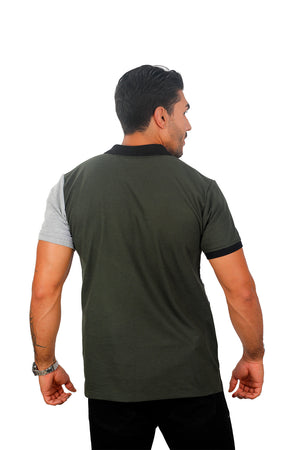 grupo luthier lado 1 Camiseta tipo polo combinada para hombre color militar jaspe negro blanco