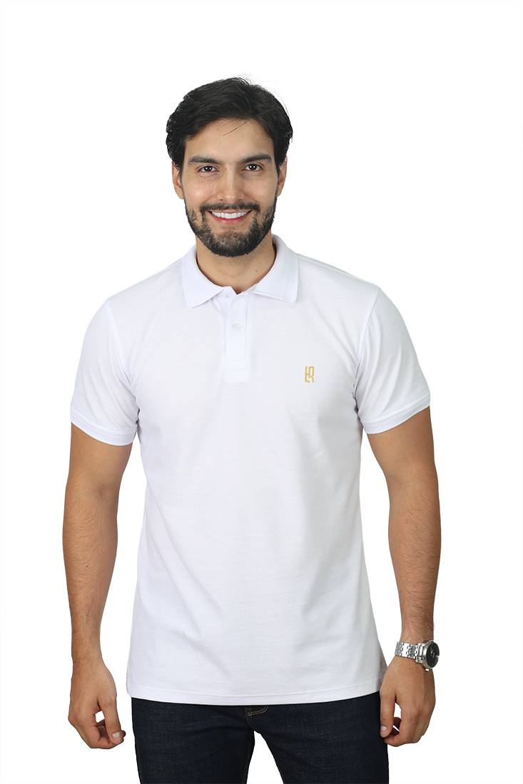 grupo luthier lado 1 camisetas tipo polo combinada para hombre Jacquard color blanco 