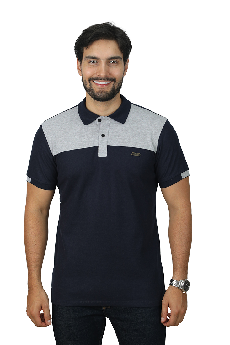 grupo luthier lado 1 camisetas tipo polo combinada para hombre color azul oscuro  jaspe