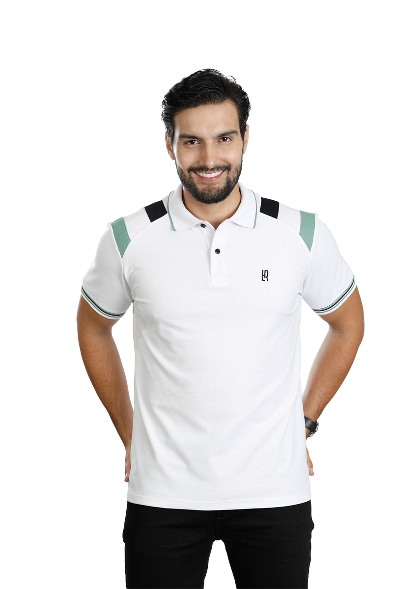 grupo luthier lado 1 camisetas tipo polo combinada para hombre combinada color blanco olivo negro 