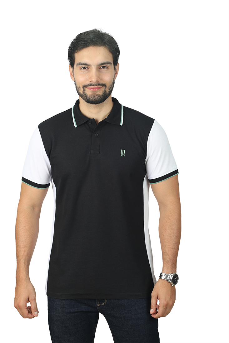 grupo luthier lado 1 camisetas tipo polo combinada para hombre combinada color negro blanco