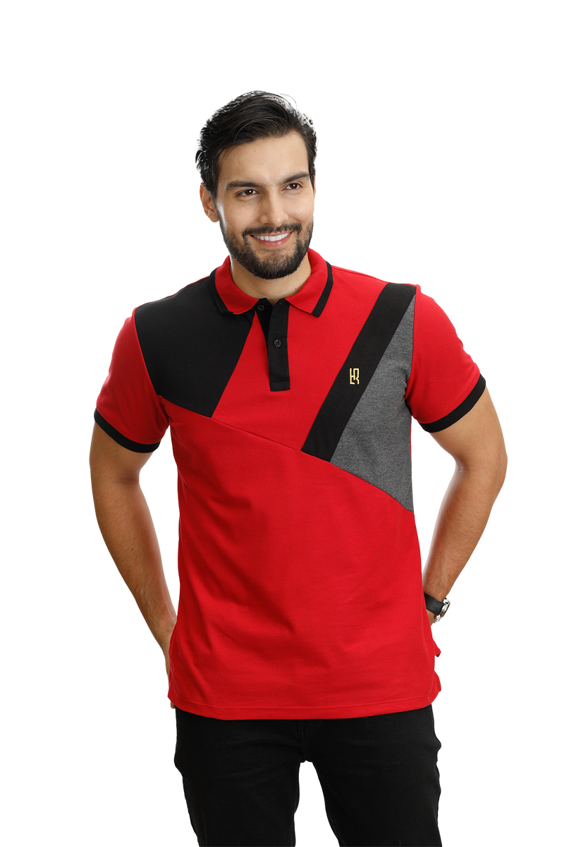 grupo luthier lado 1 camisetas tipo polo combinada para hombre combinada color rojo negro cross