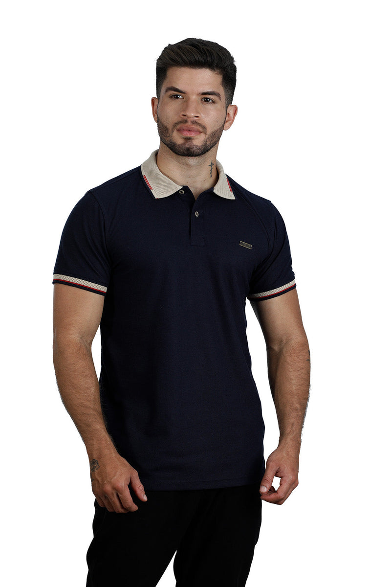 grupo luthier lado 1 camisetas tipo polo jacquard para hombre  azul oscuro