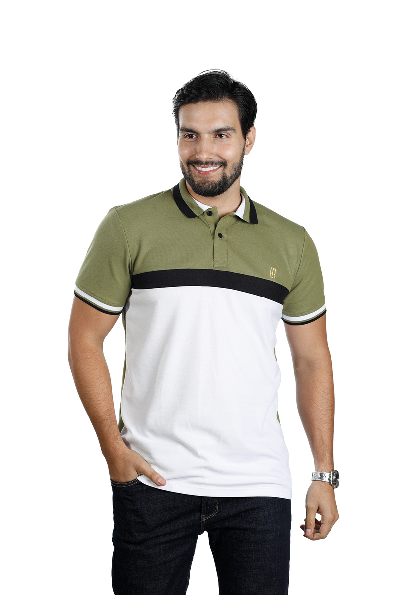 grupo luthier lado 1 camisetas tipo polo para hombre combinada color verde aceituna negro blanco