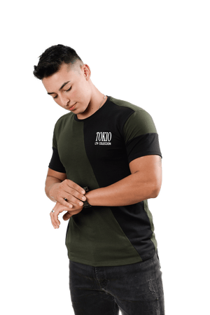 grupo luthier lado 2 Camiseta cuello redondo T-shirt para hombre combinada color botella negro