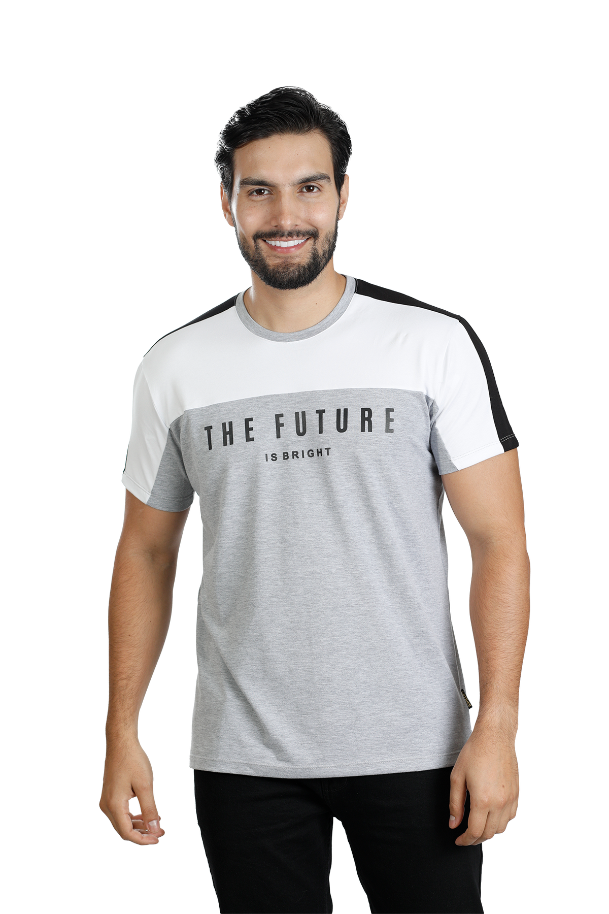 grupo luthier lado 2 Camiseta cuello redondo T-shirt para hombre combinada color jaspe blanco negro