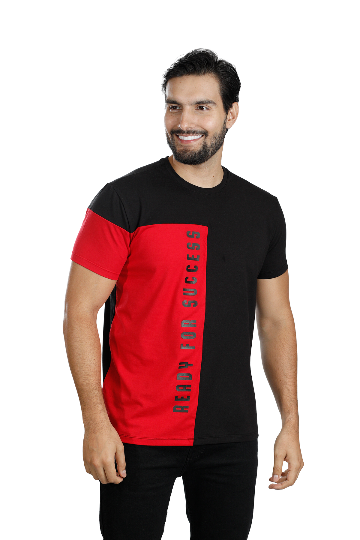 grupo luthier lado 2 Camiseta cuello redondo T-shirt para hombre combinada color negro rojo