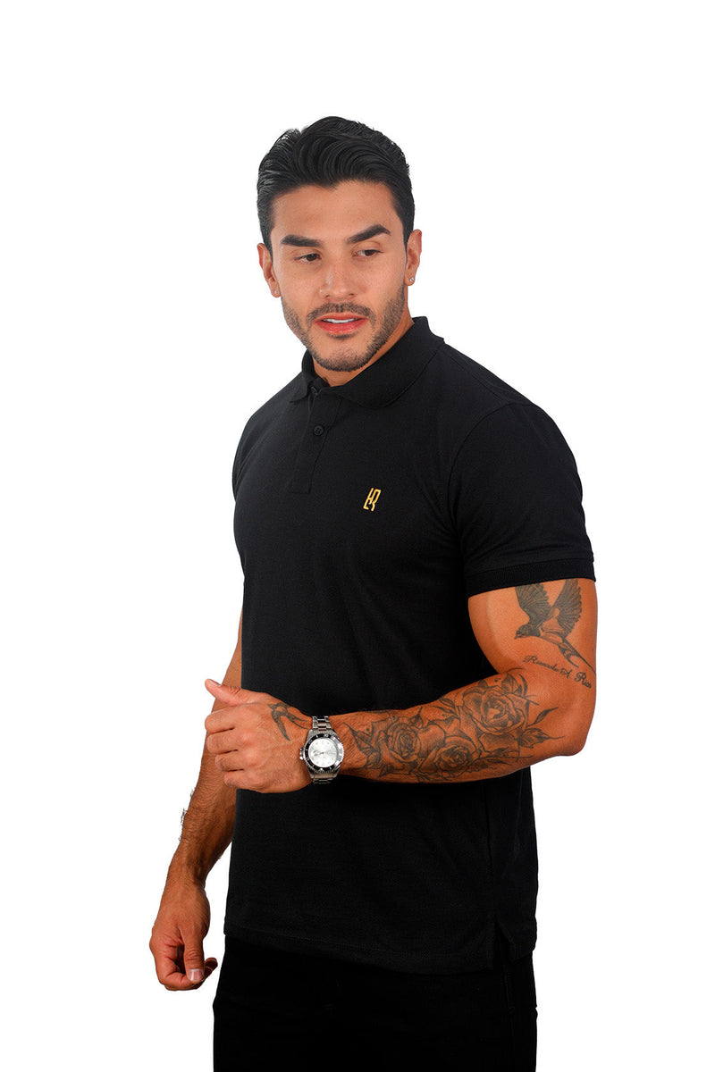  grupo luthier lado 2 camisetas tipo polo básica para hombre  color negro 