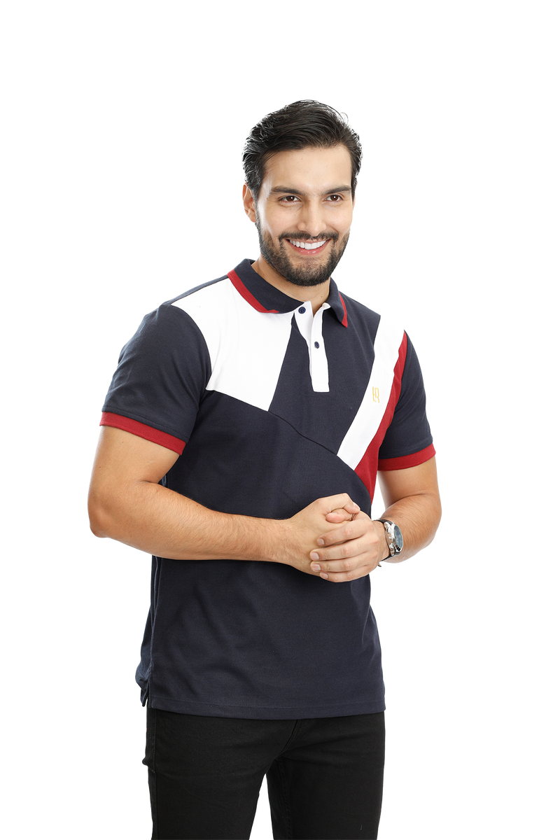 grupo luthier lado 2 camisetas tipo polo combinada para hombre combinada color azul oscuro blanco vinotinto 