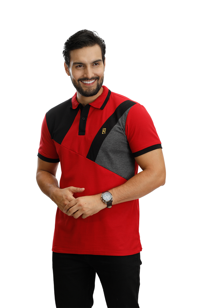 grupo luthier lado 2 camisetas tipo polo combinada para hombre combinada color rojo negro cross