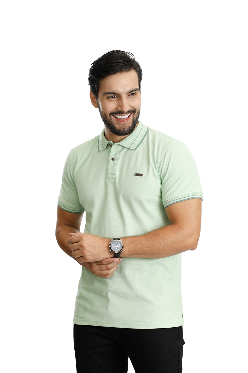 grupo luthier lado 2 camisetas tipo polo combinada para hombre jacquard color verde limon 