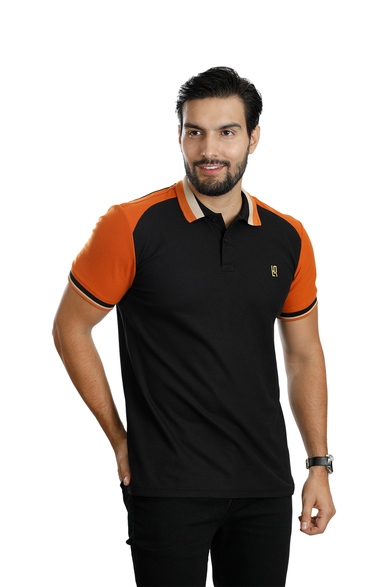 grupo luthier lado 2 camisetas tipo polo para hombre combinada color negro terracota 