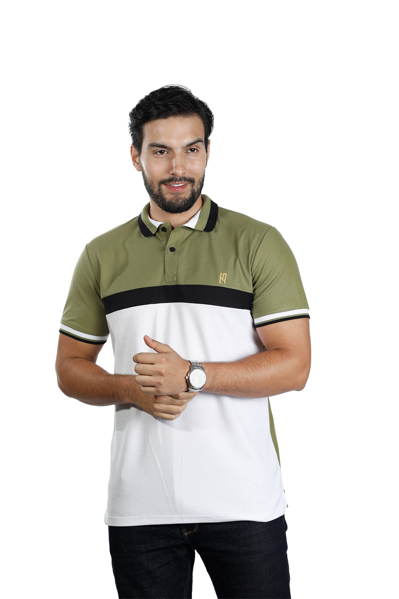 grupo luthier lado 2 camisetas tipo polo para hombre combinada color verde aceituna negro blanco