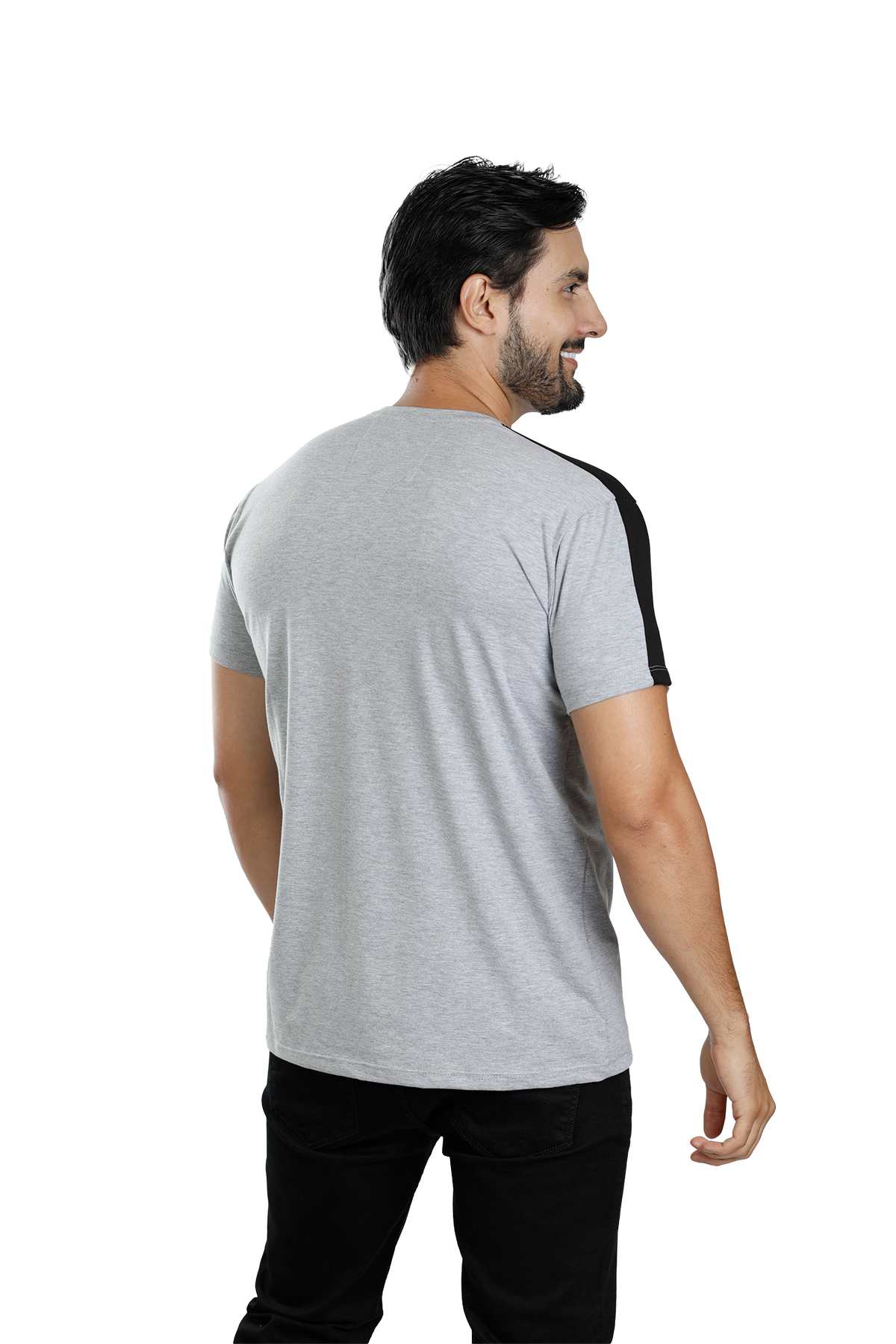 grupo luthier lado 3 Camiseta cuello redondo T-shirt para hombre combinada color jaspe blanco negro