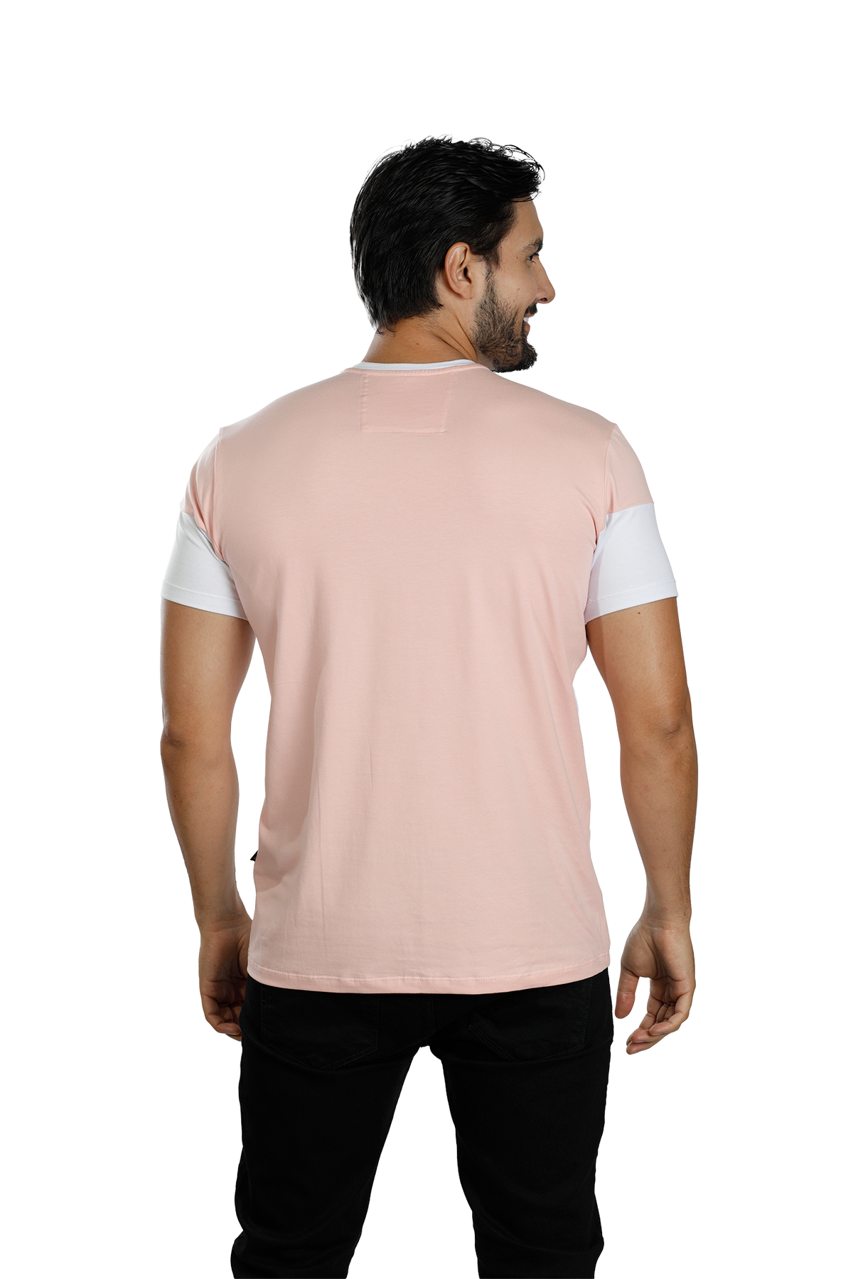 grupo luthier lado 4 Camiseta cuello redondo T-shirt para hombre combinada color rosado blanco