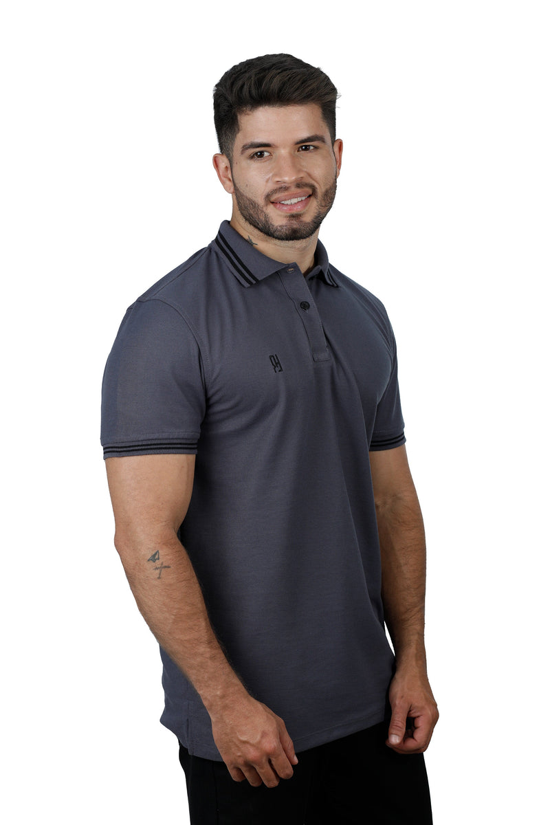 grupo luthier lado 2  Camiseta tipo polo básica para hombre color gris oscuro
